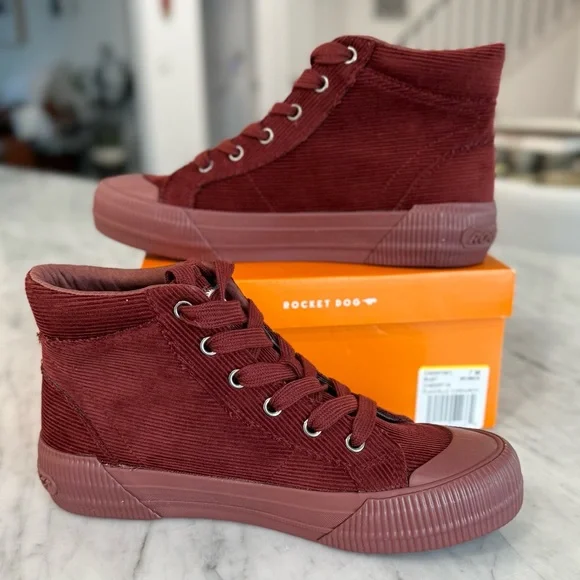 NWT Rocket Dog Women's Sneakers 7M - Maroon  Cheery Hi Flaxville Corduroy - Picture 7 of 9
